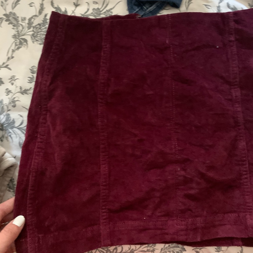 Velvet Maroon Mini Skirt